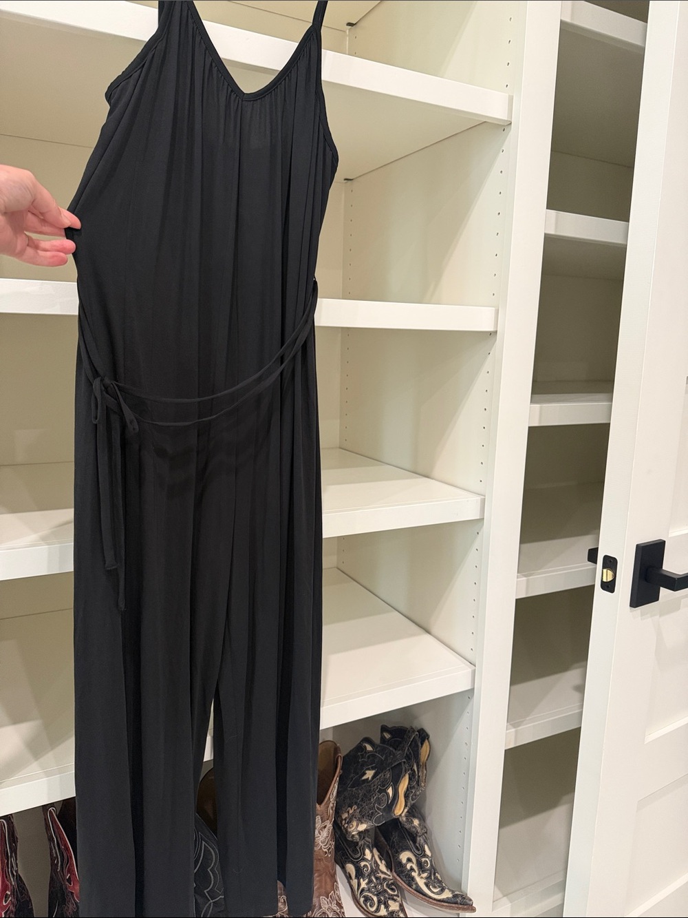 CALIA by Carrie Underwood Black Sleeveless Wide‑Leg Jumpsuit with Tie